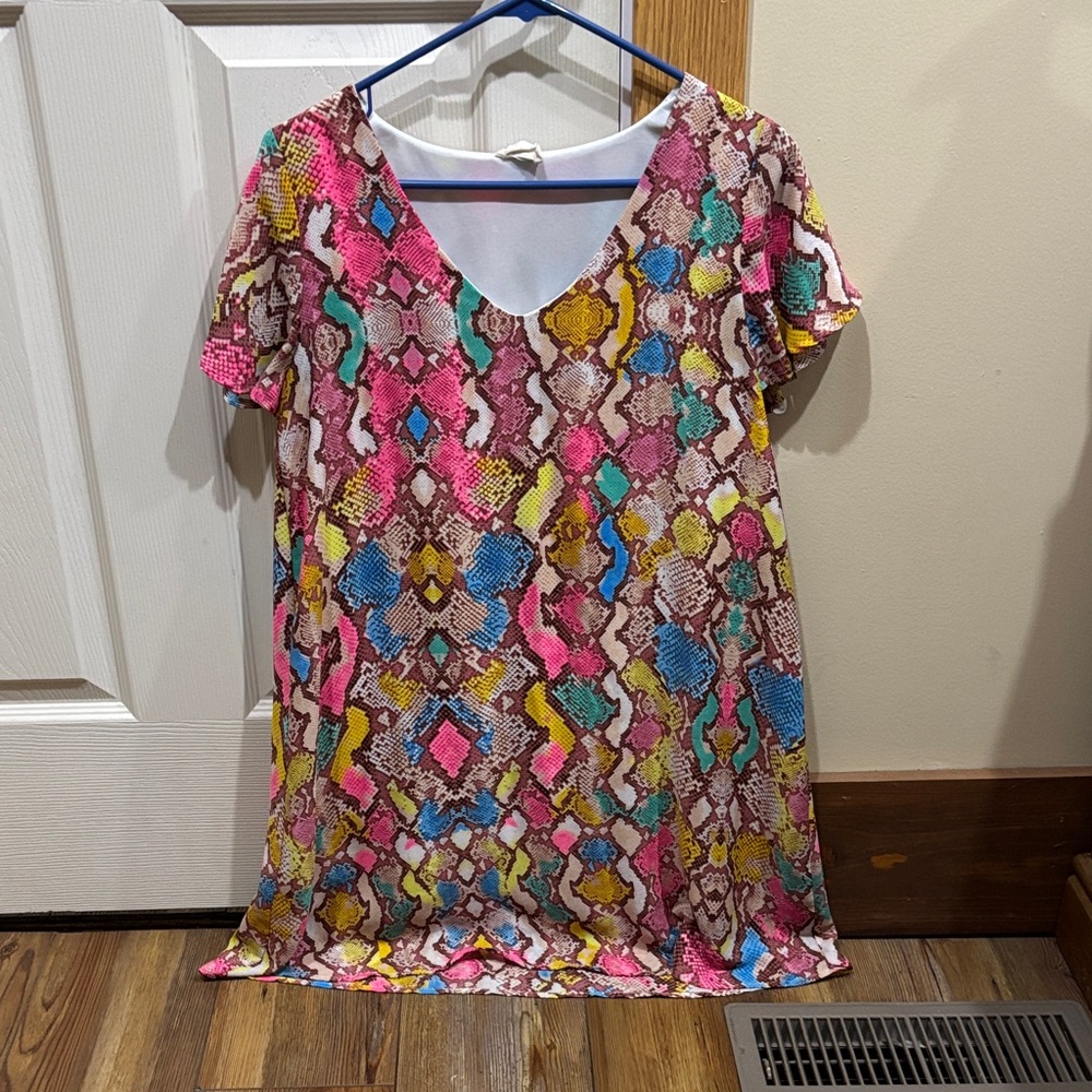 Peach Love California Multicolor Snake Print Dress
